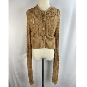 TheOpen Product sz 1 = XS / S Ribbed Knit Cardigan Top Tan
